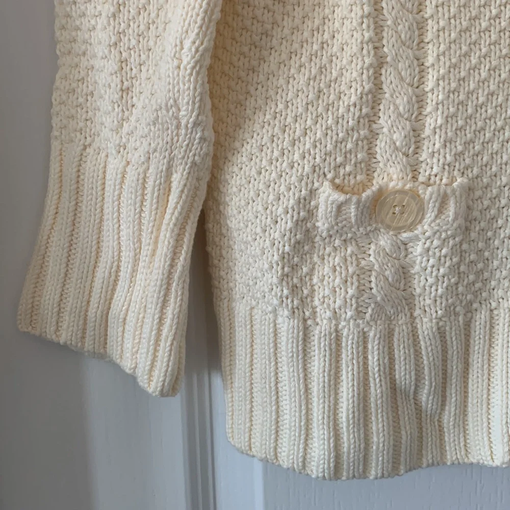 NWOT BANANA REPUBLIC Winter White Crochet Deep V-Neck Cardigan Sweater Size S - Picture 5 of 13